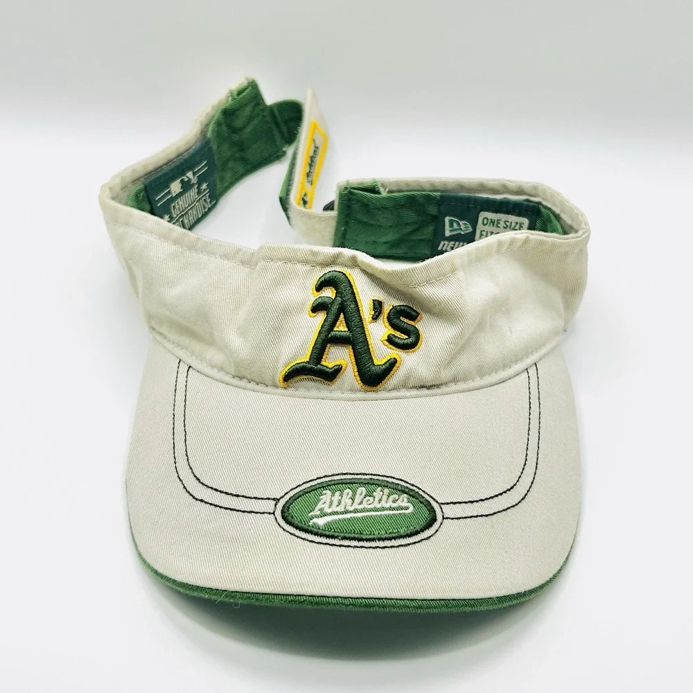 Oakland Athletics New Era Team Logo Visor Hat Cap Adjustable Strapback MLB Beige